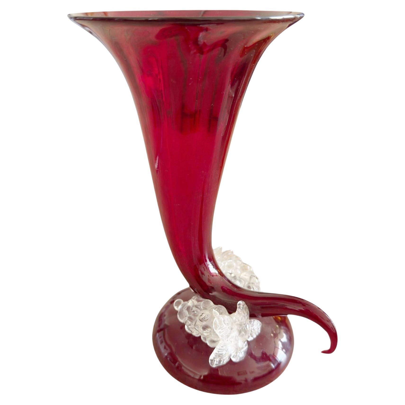 Murano Cornucopia Vase With Grapes For Sale