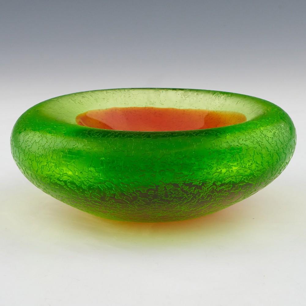 Murano Corroso and Uranium Glass Geode Bowl, circa 1960 In Good Condition In Forest Row, East Sussex