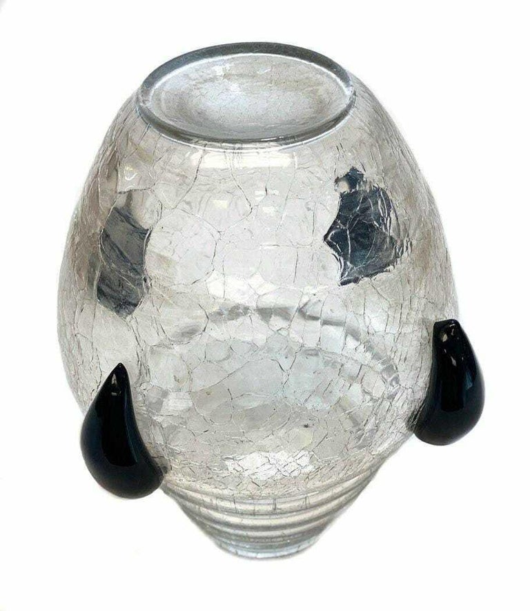 Murano Crackle Clear Glass Vase Primavera Style For Sale at 1stDibs