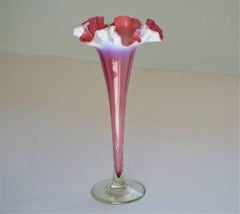 Murano Cranberry Art Glass Fazzoletto Vase