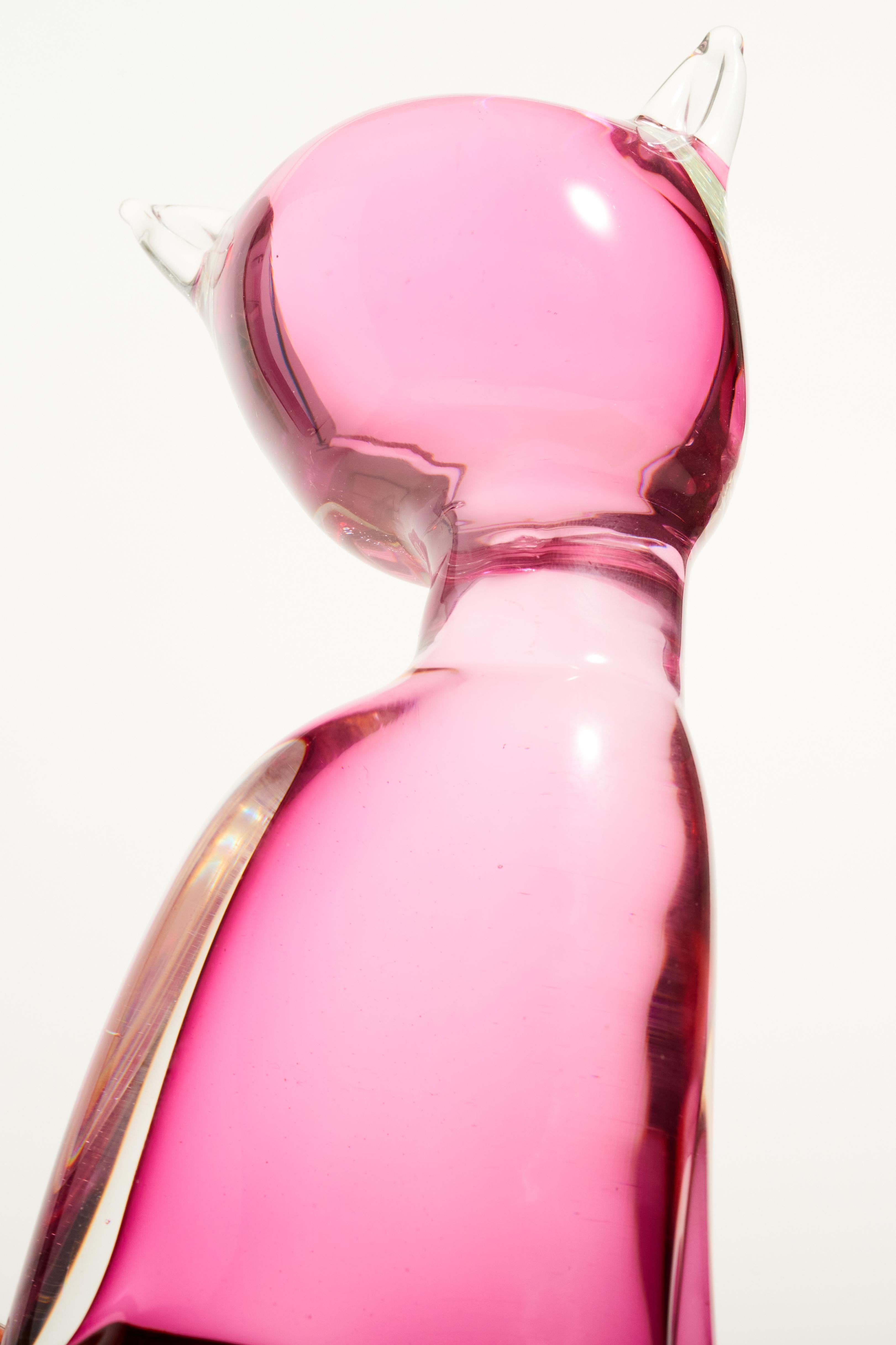 Murano Glass Murano Cranberry Pink Glass Cat
