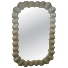Murano Cream Art Glass and Brass Italian Console / Wall Mirror, 2020