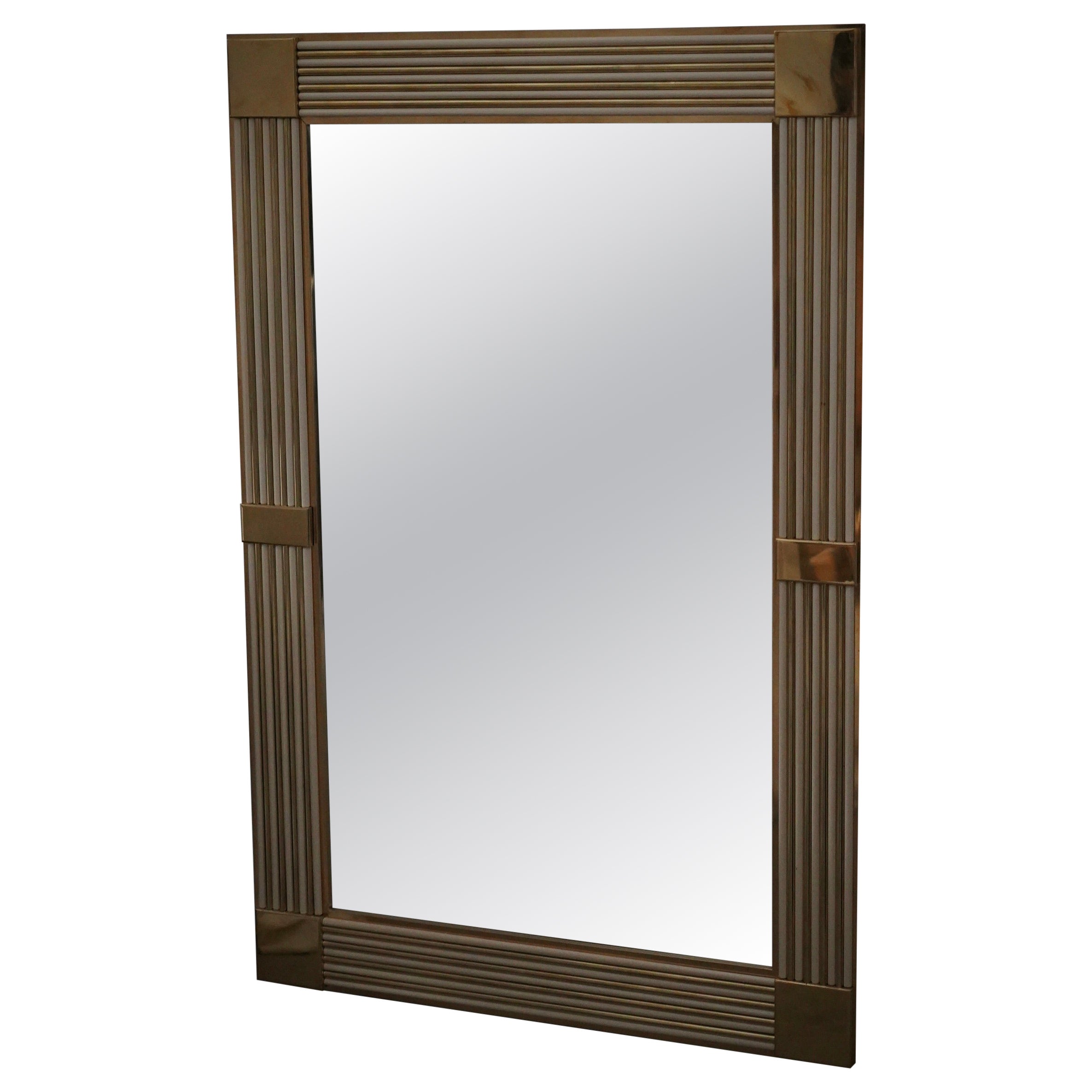 Murano Cream Color Glass and Brass Art Deco Consolle / Wall Mirror, 2020