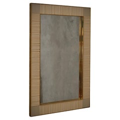 Murano Cream Color Glass and Brass Mid-Century Consolle / Wall Mirror, 2000