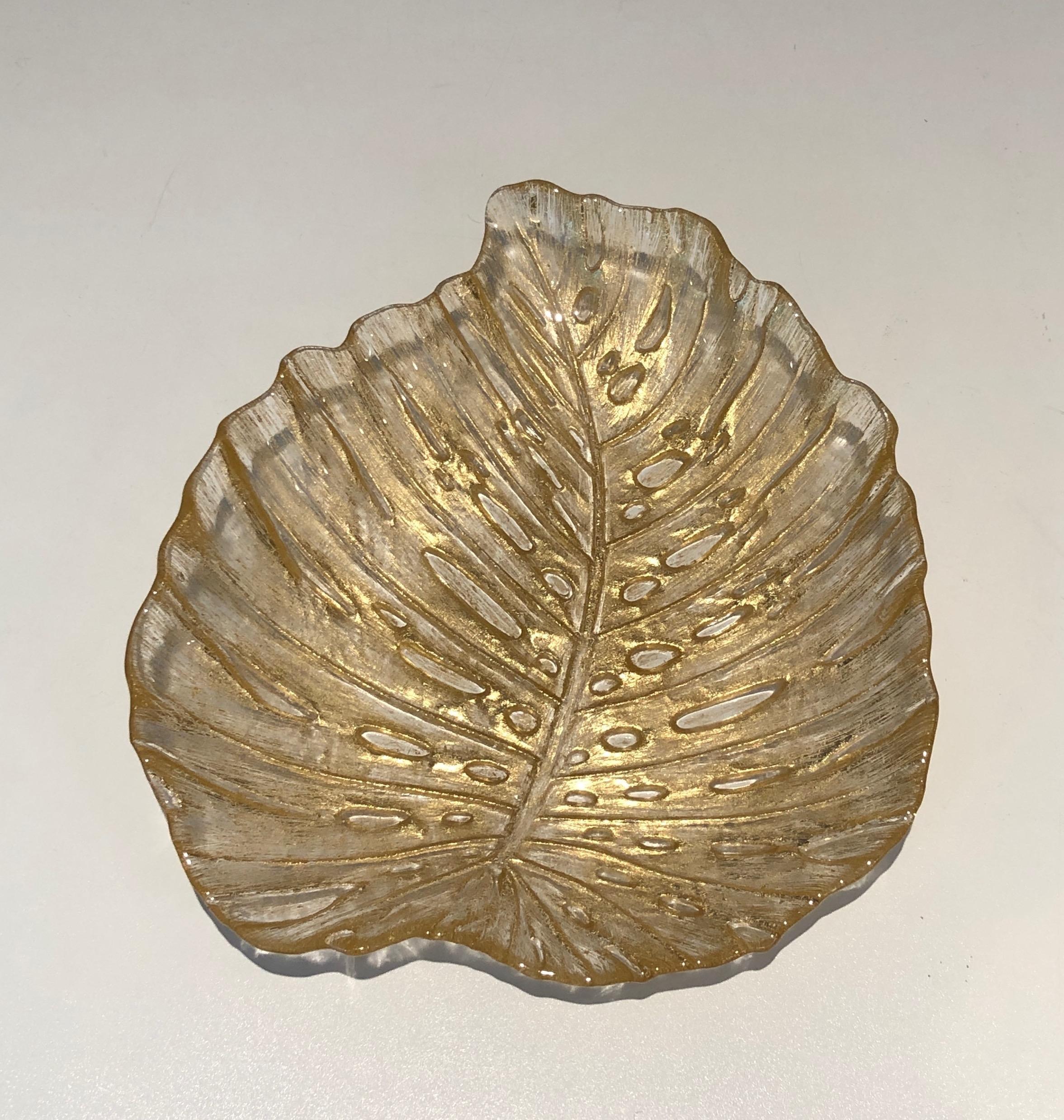 Vide-Poche de Murano en forme de feuille de chêne cristallin, œuvre italienne, vers 1970 en vente 7