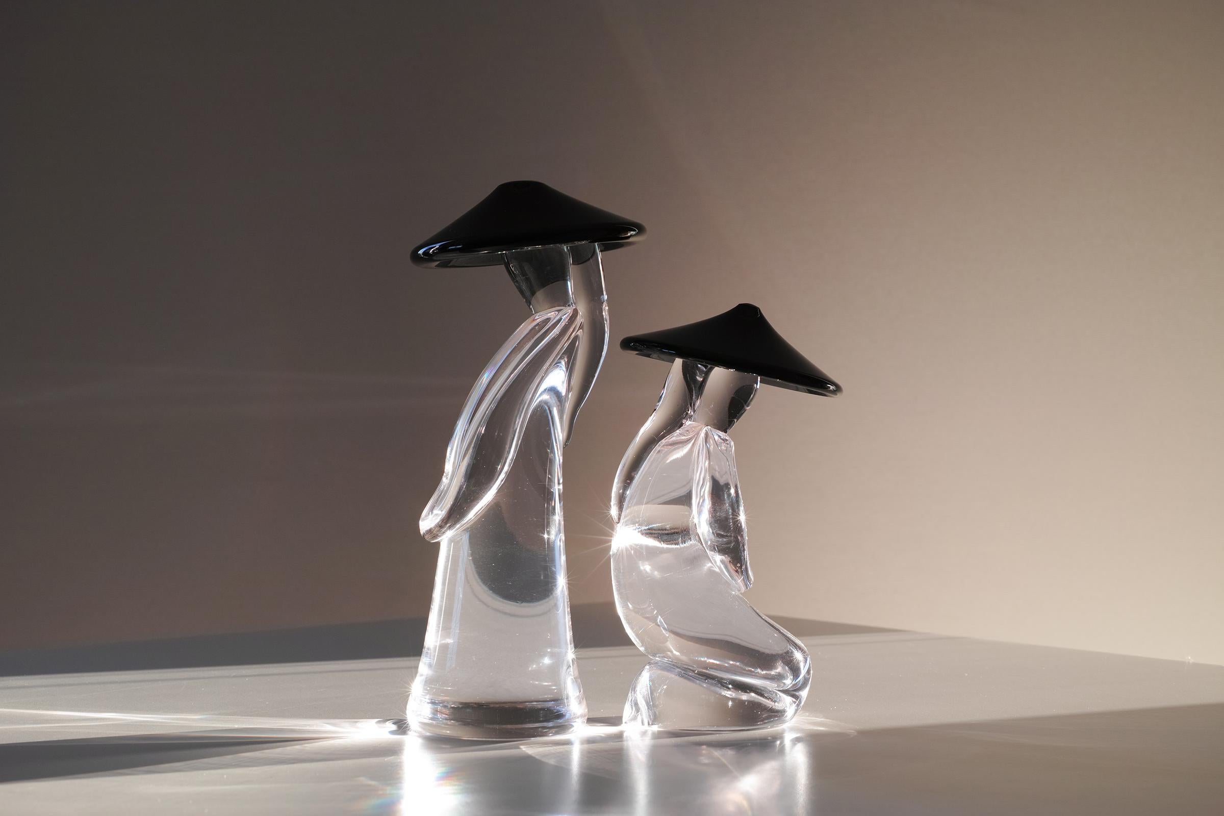 Fin du 20e siècle Sculptures - Figurines asiatiques en cristal de Murano de Renato Anatra en vente