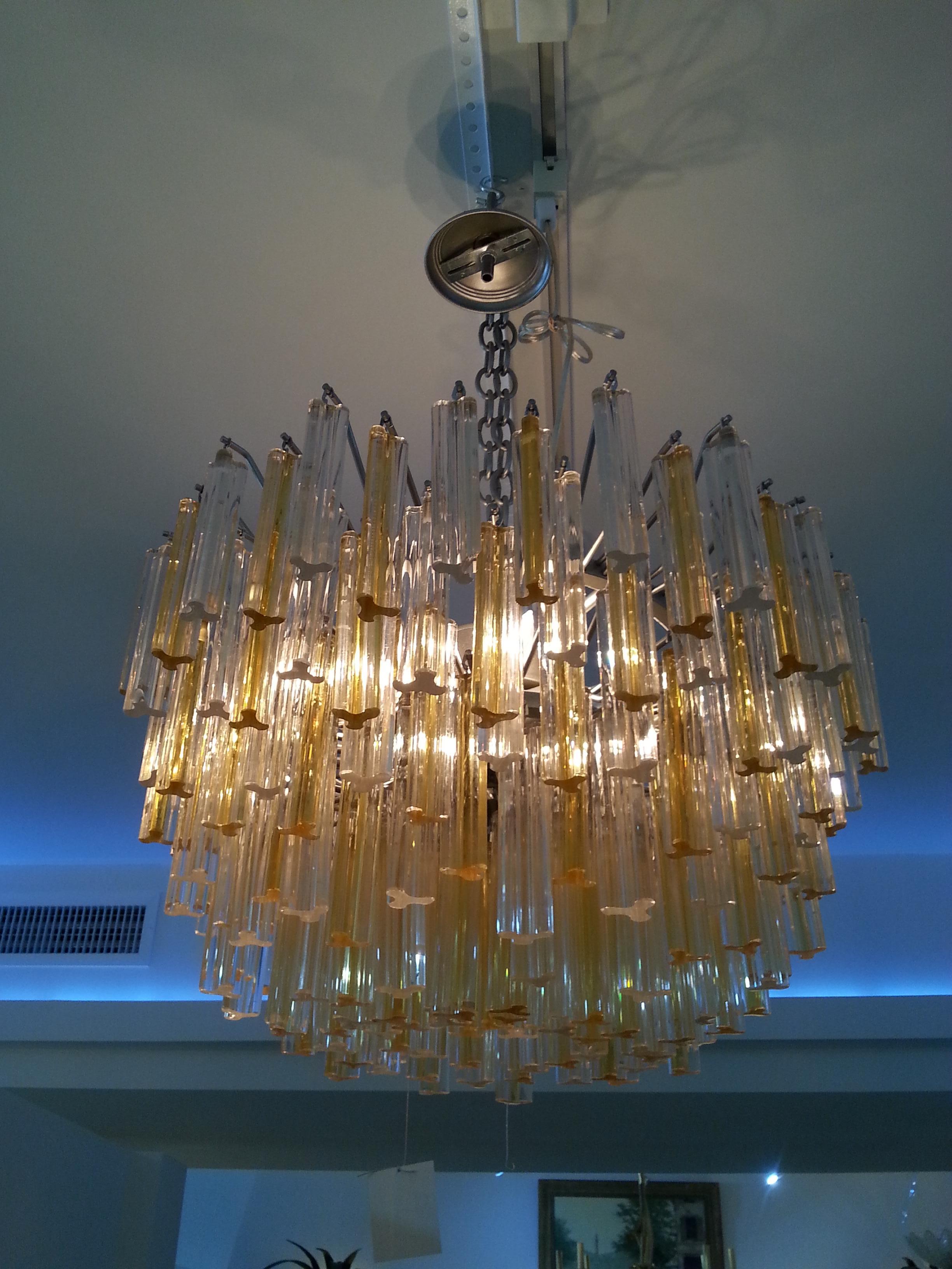 Hand-Crafted Murano Glass Crystal Chandelier by Venini