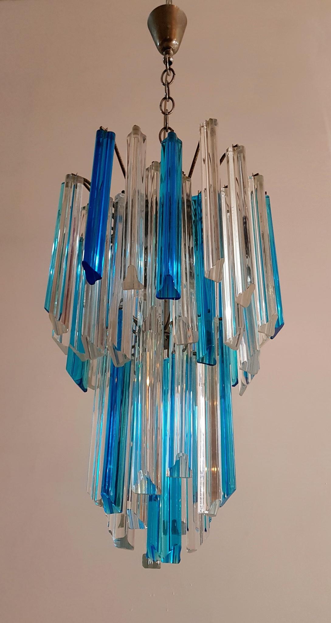 Murano Crystal Chandelier Triedri by Venini, Italy In Excellent Condition In Albano Laziale, Rome/Lazio