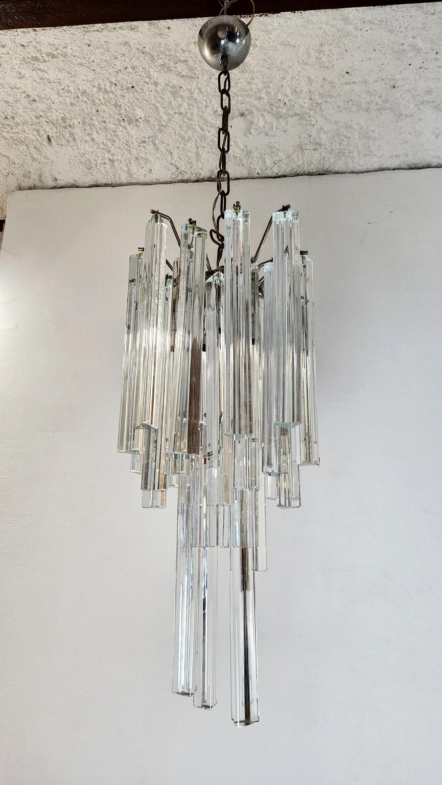Kronleuchter aus Murano-Kristall Triehdri von Venini, Italien (Moderne der Mitte des Jahrhunderts) im Angebot