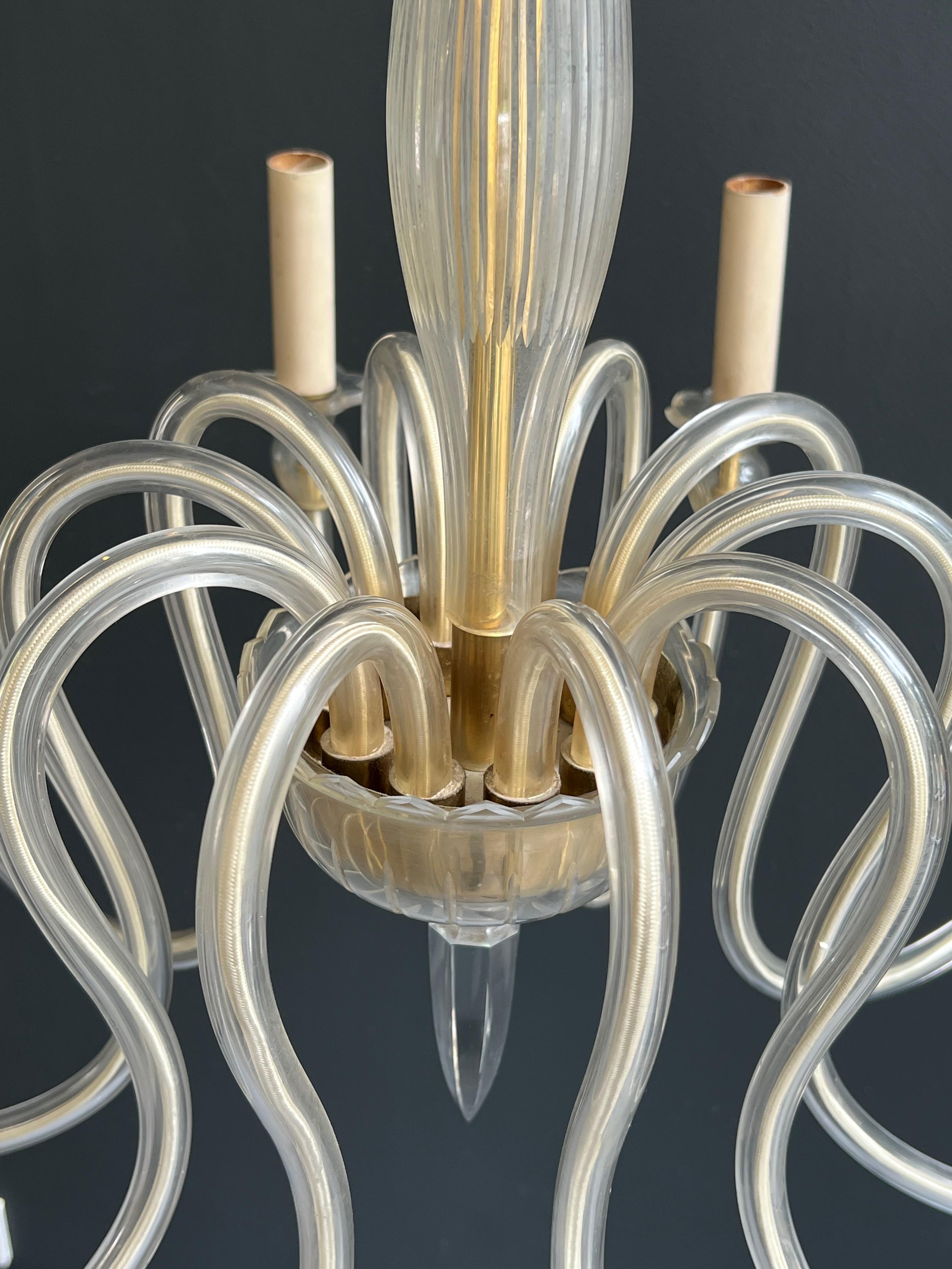 Araña de cristal de Murano con 10 brazos. Obra italiana. Alrededor de 1970 en venta 7