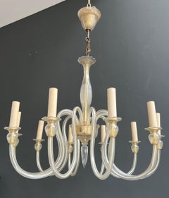 Murano Crystal Chandelier with 10 Arms. Italian Work. Circa 1970