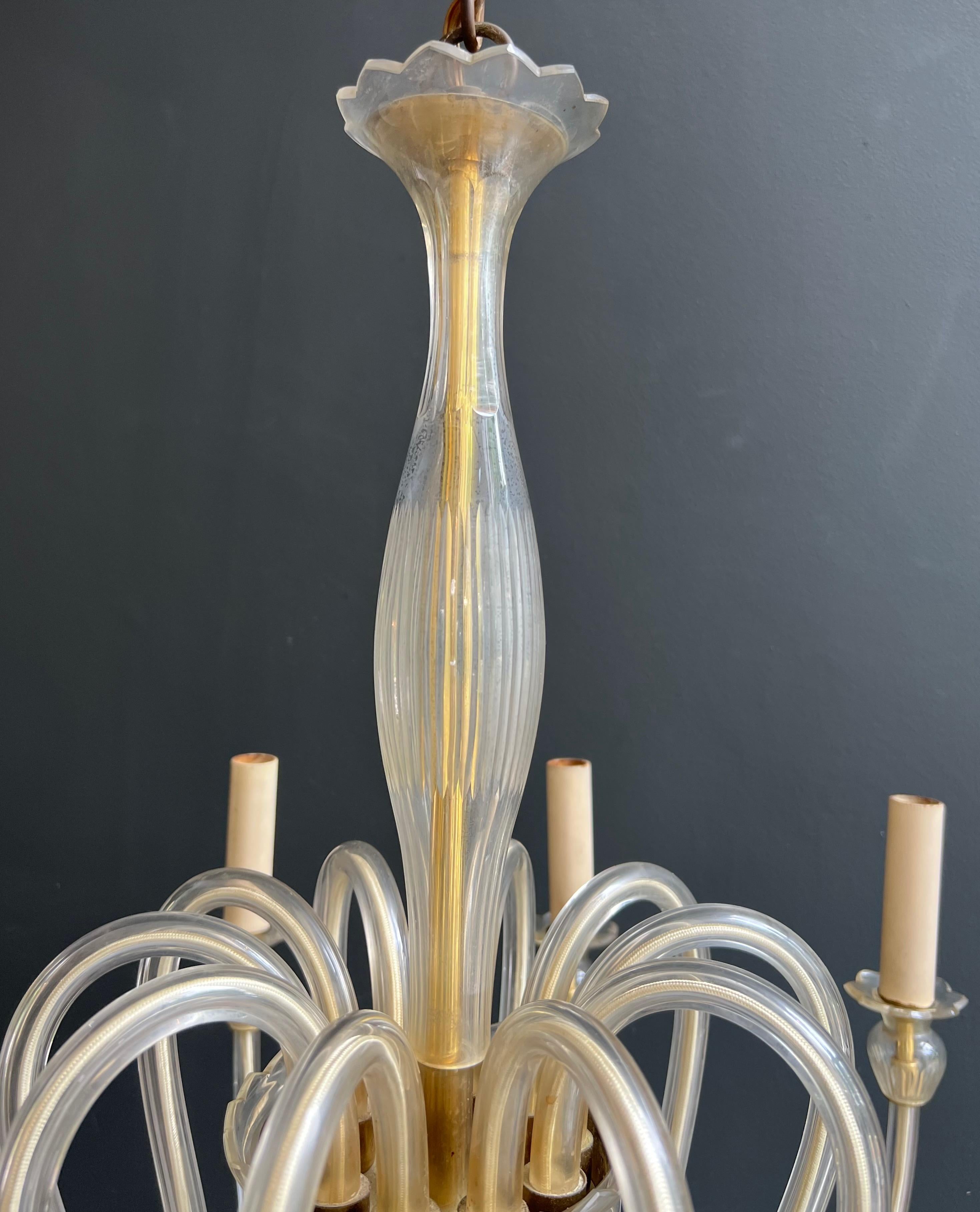Araña de cristal de Murano con 10 brazos. Obra italiana. Alrededor de 1970 en Bueno estado para la venta en Marcq-en-Barœul, Hauts-de-France