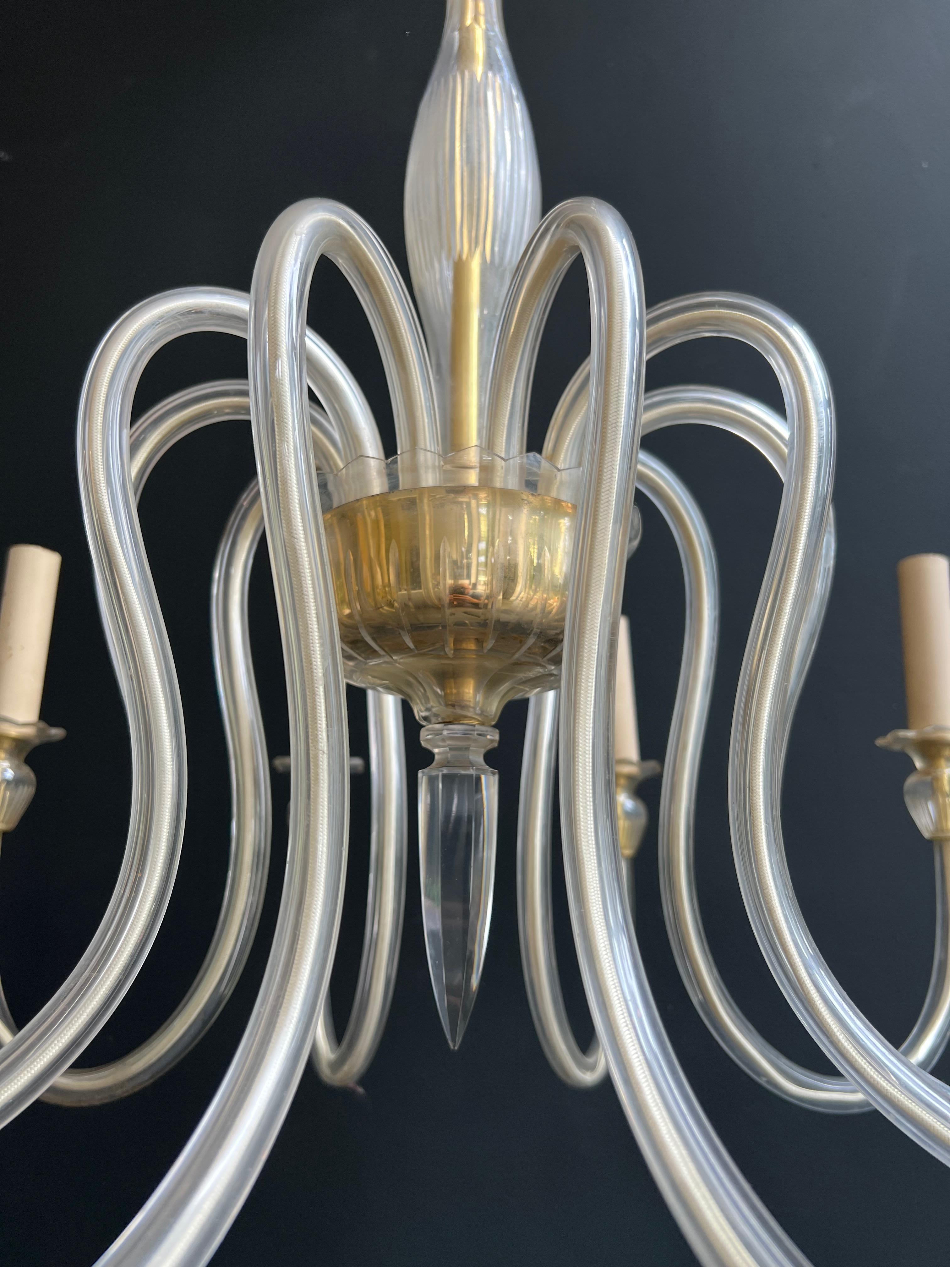 Araña de cristal de Murano con 10 brazos. Obra italiana. Alrededor de 1970 Cristal en venta