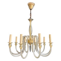 Lustre à 10 branches en cristal de Murano. Travail italien. Circa 1970