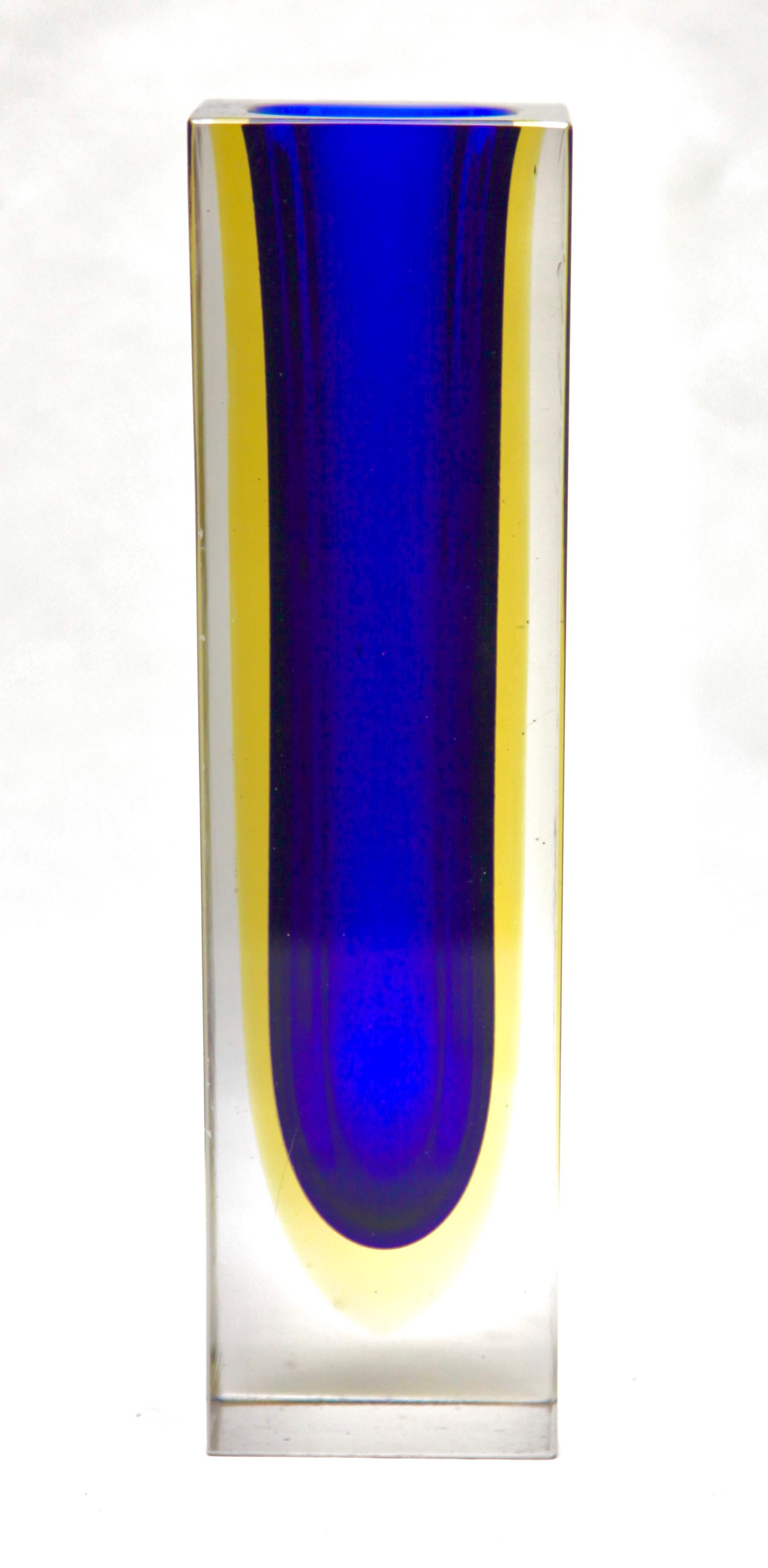 Mid-Century Modern Murano Crystal Designs by Flavio Poli Block Vase