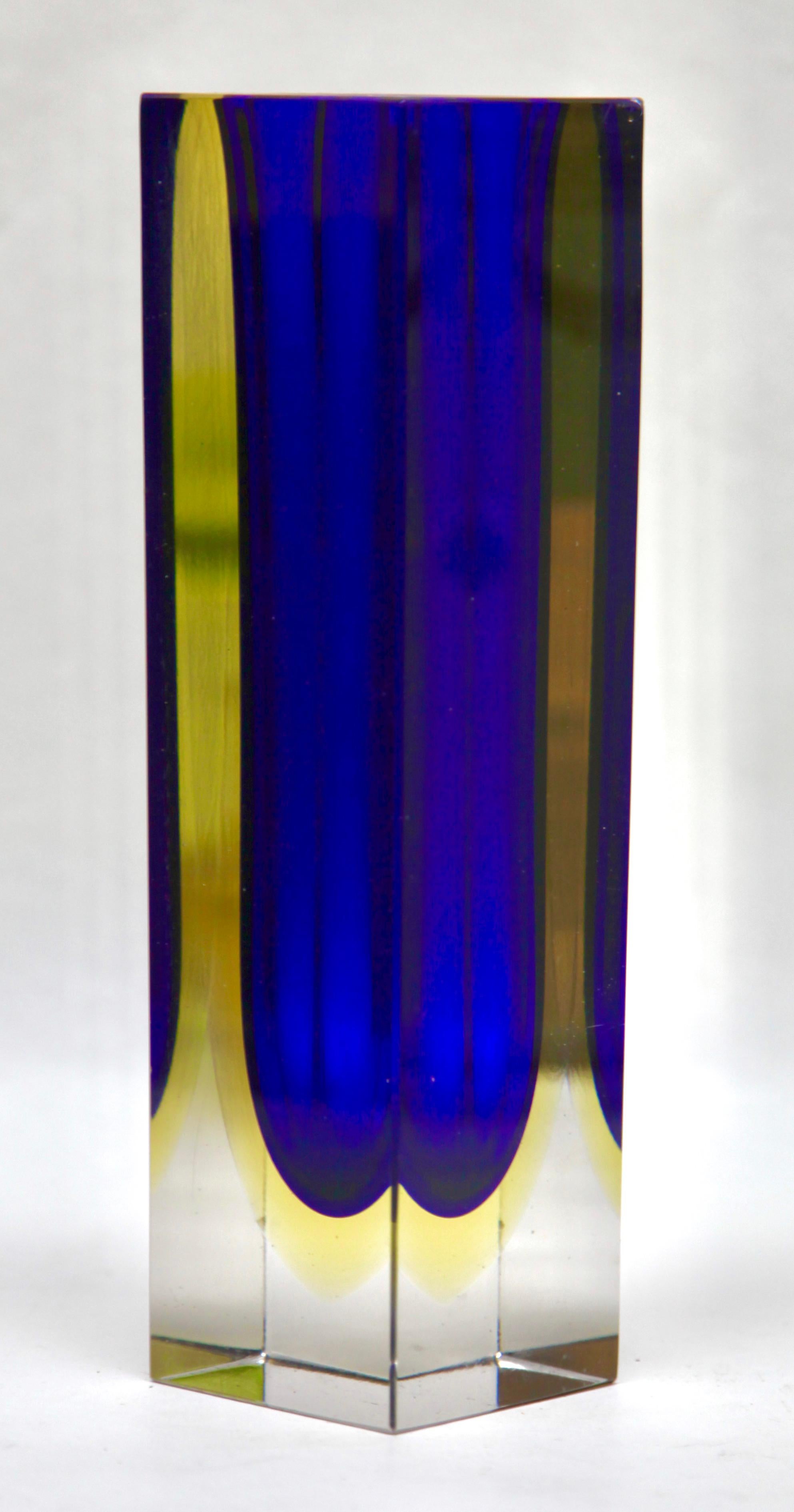 Hand-Crafted Murano Crystal Designs by Flavio Poli Block Vase