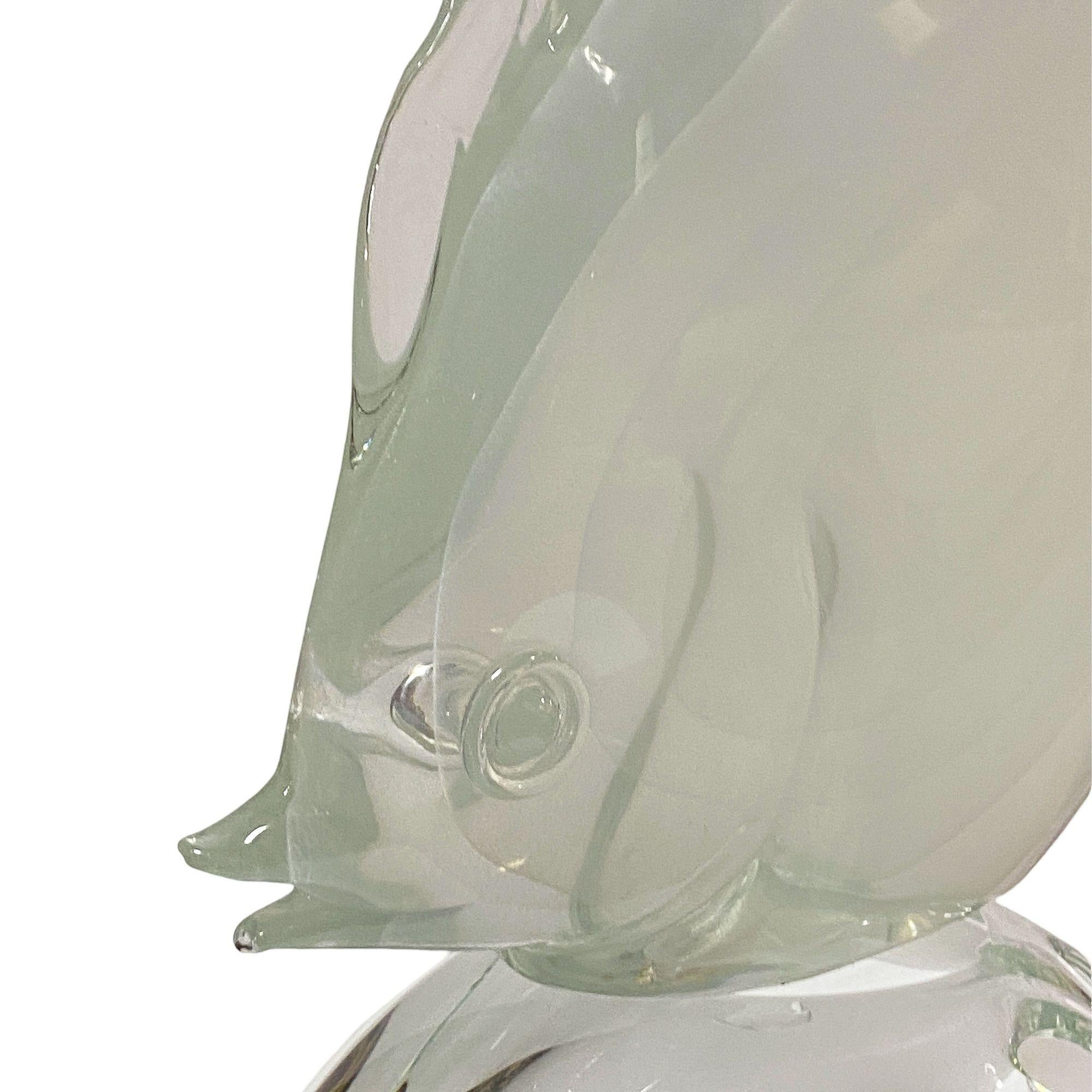 Murano Crystal Glass Angel Fish Sculture On Wave by Licio Zanetti For Sale 9