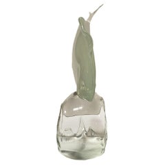 Murano Crystal Glass Angel Fish Sculture On Wave by Licio Zanetti