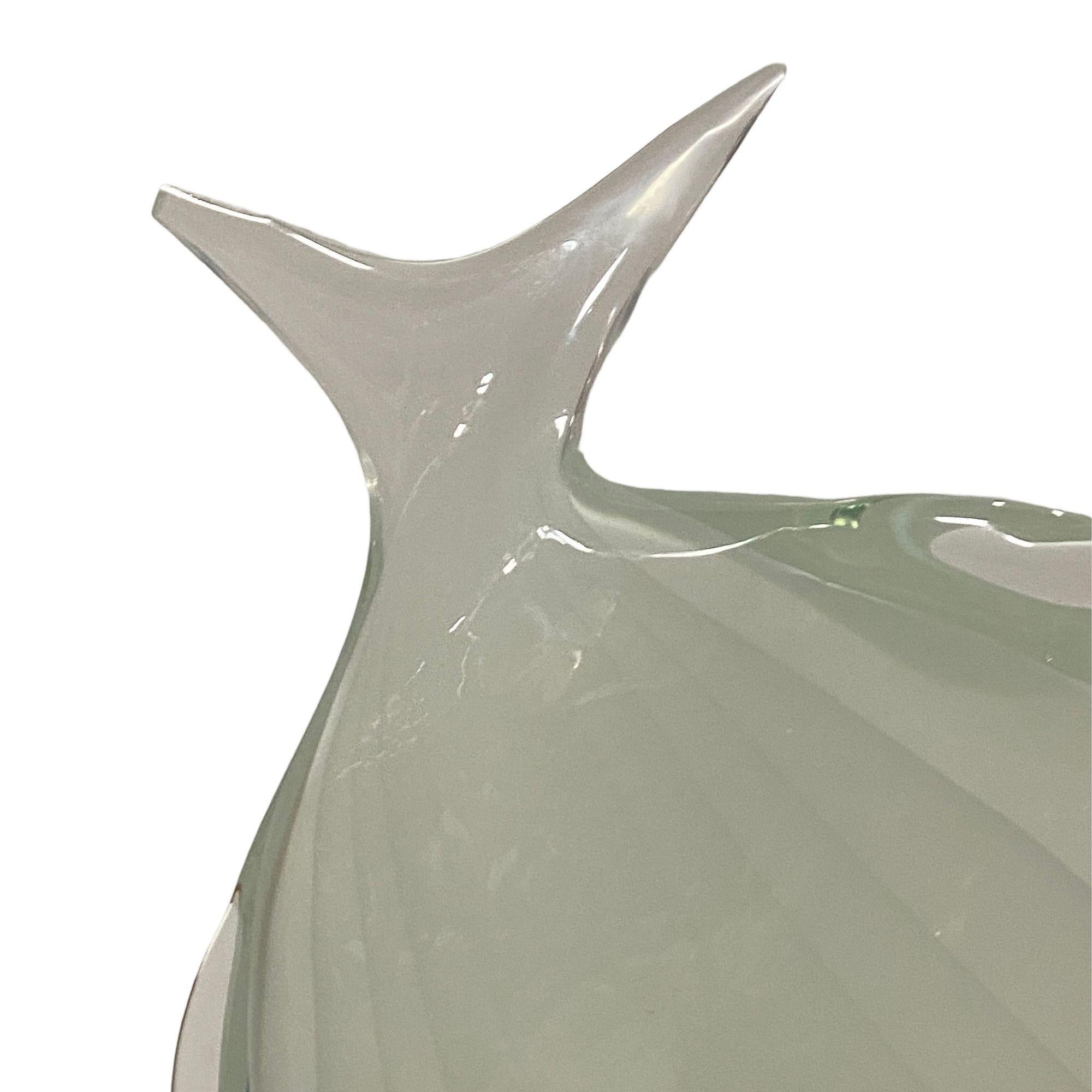 Murano Crystal Glass Angel Fish Sculture On Wave by Licio Zanetti For Sale 3