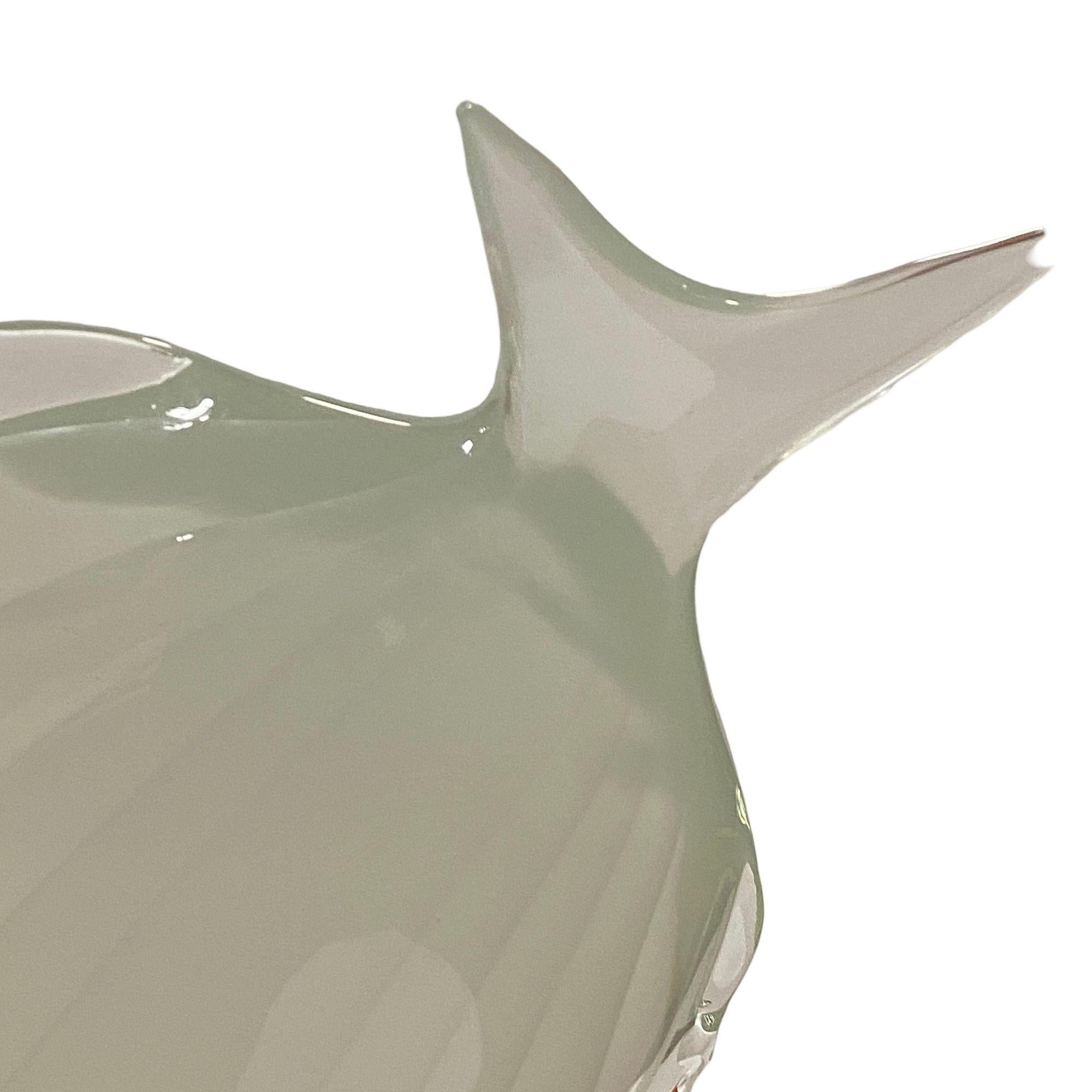 Murano Crystal Glass Angel Fish Sculture On Wave by Licio Zanetti For Sale 4
