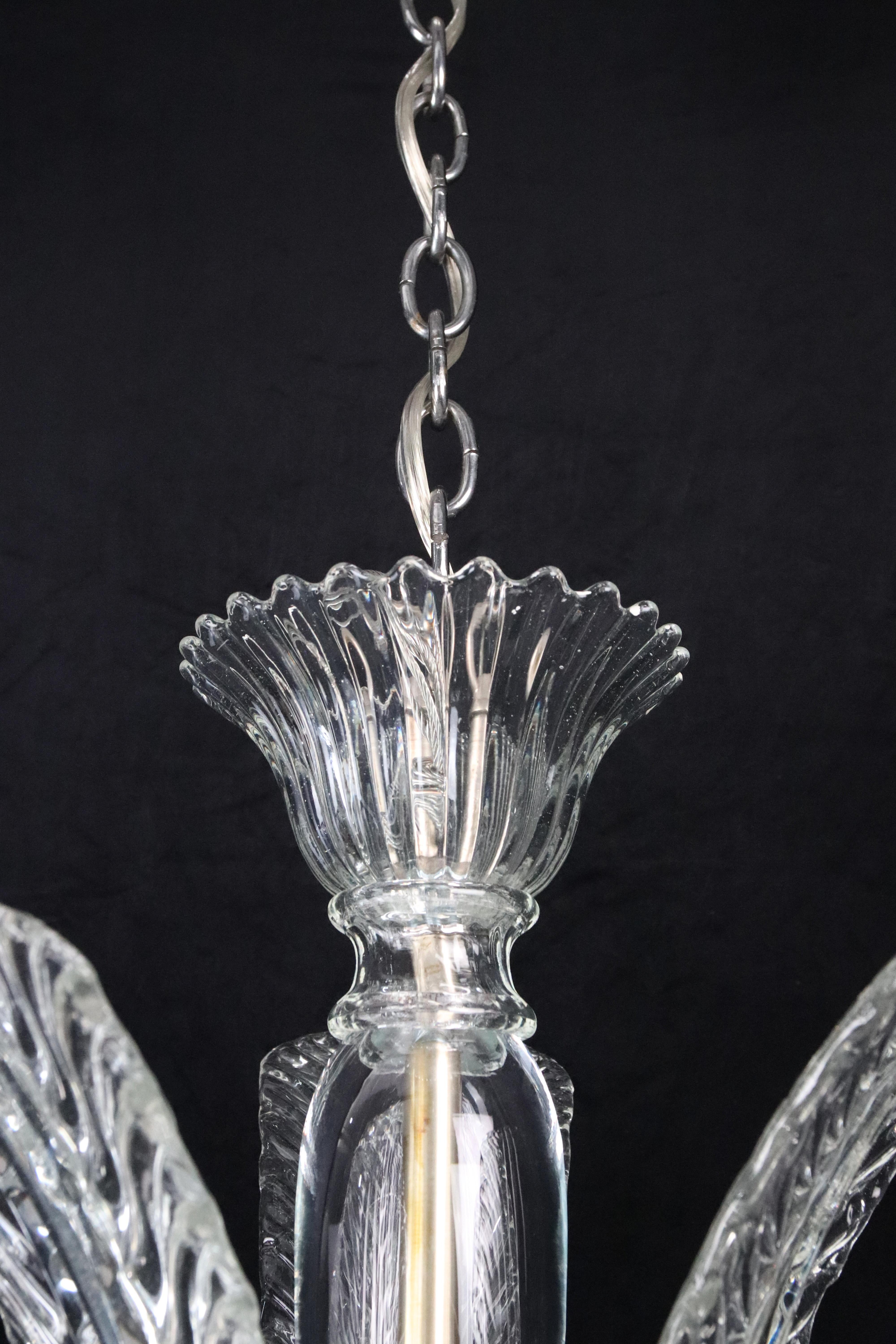 Lampadario a tre bracci a J in cristallo di Murano con foglie Up & Up in vendita 5