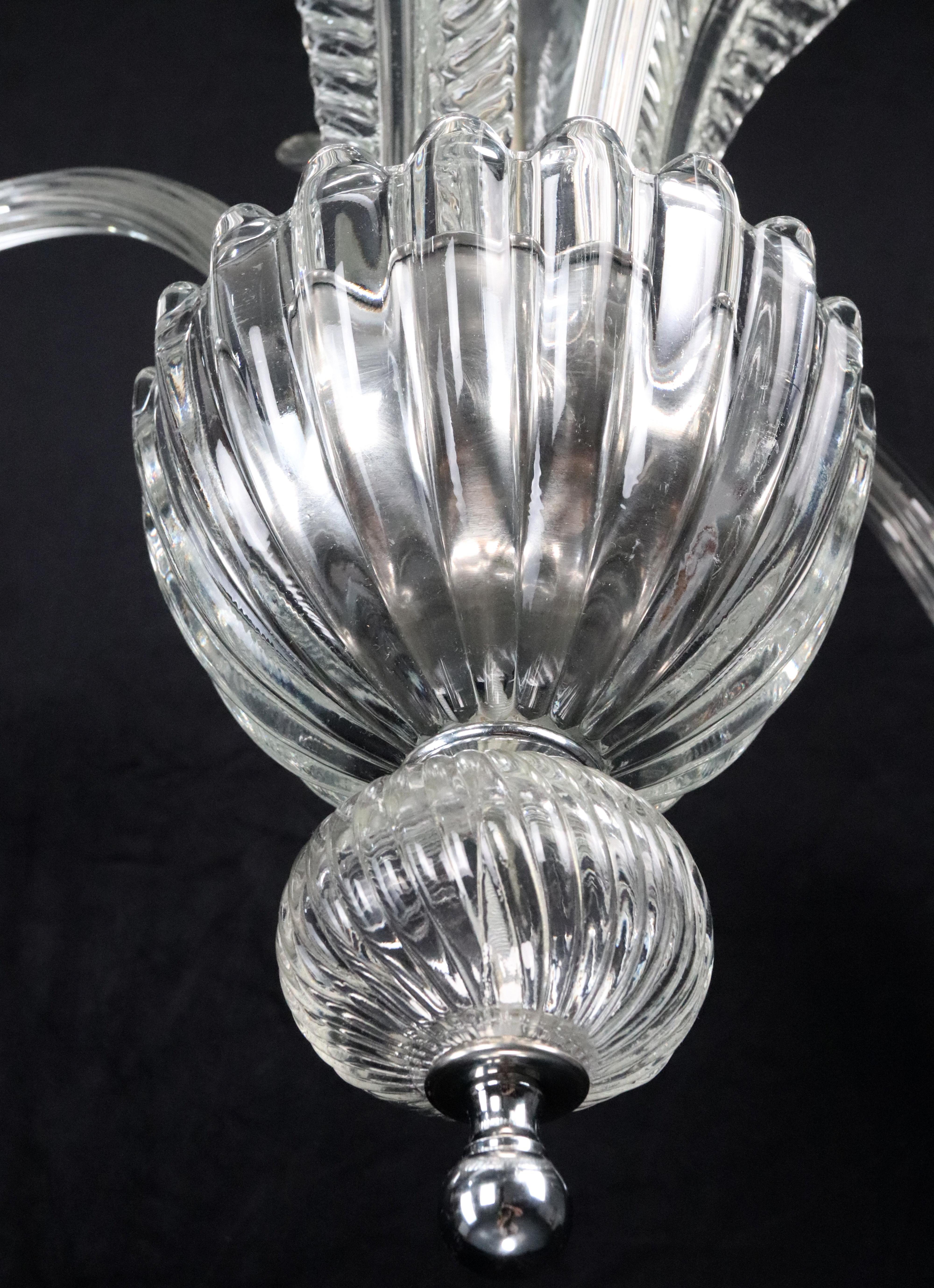 Lampadario a tre bracci a J in cristallo di Murano con foglie Up & Up in vendita 2