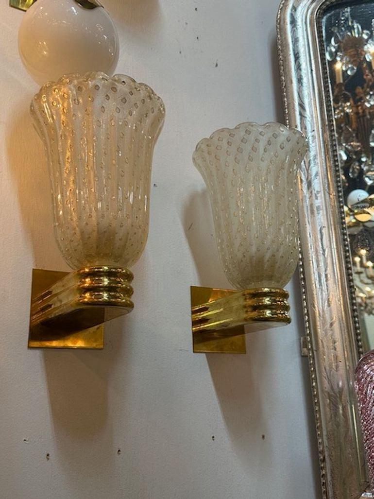 Brass Murano Cup Sconces For Sale