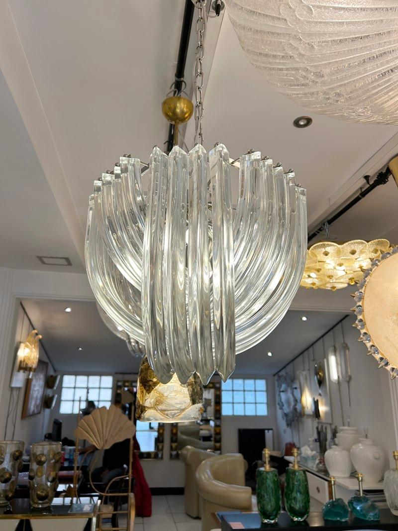 20th Century Murano Curved Crystal Chandelier Attributed to Carlo Nason For Sale