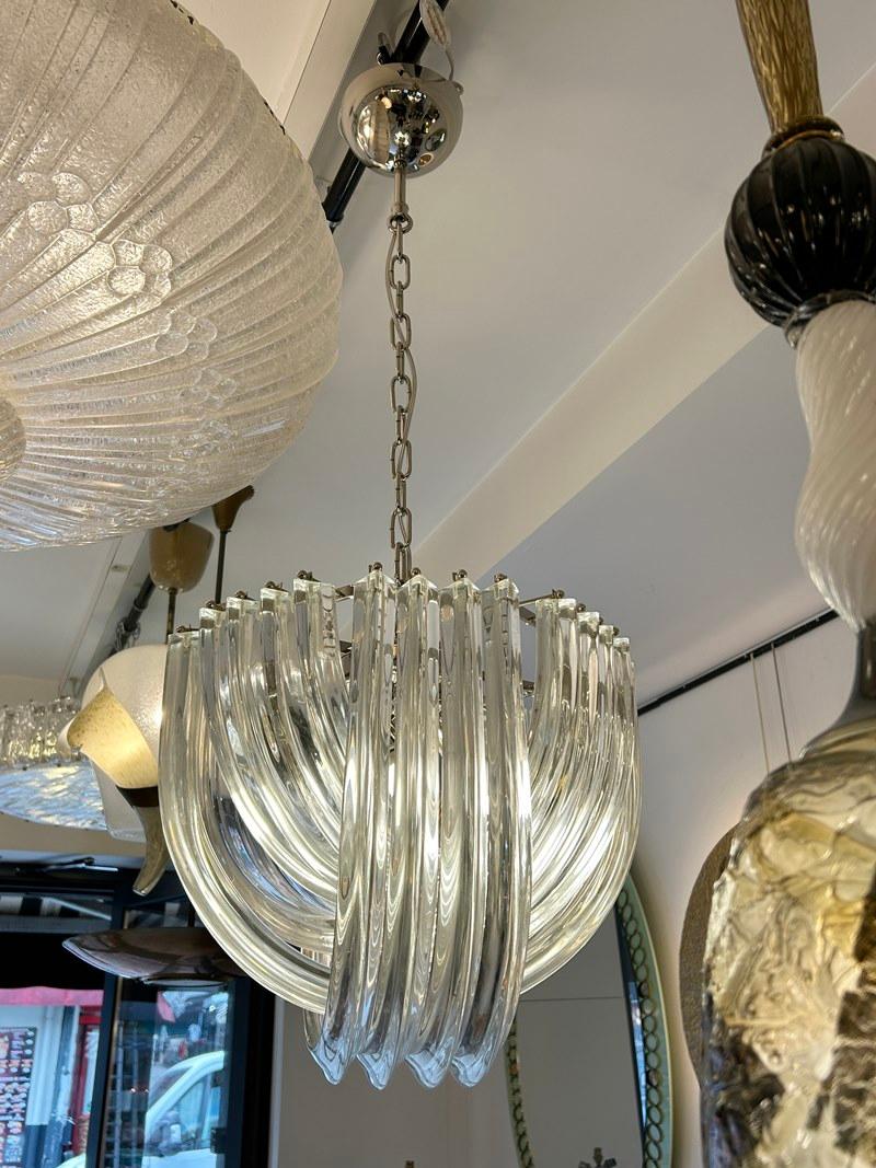 Italian Murano Curved Crystal Chandelier Attributed to Carlo Nason For Sale