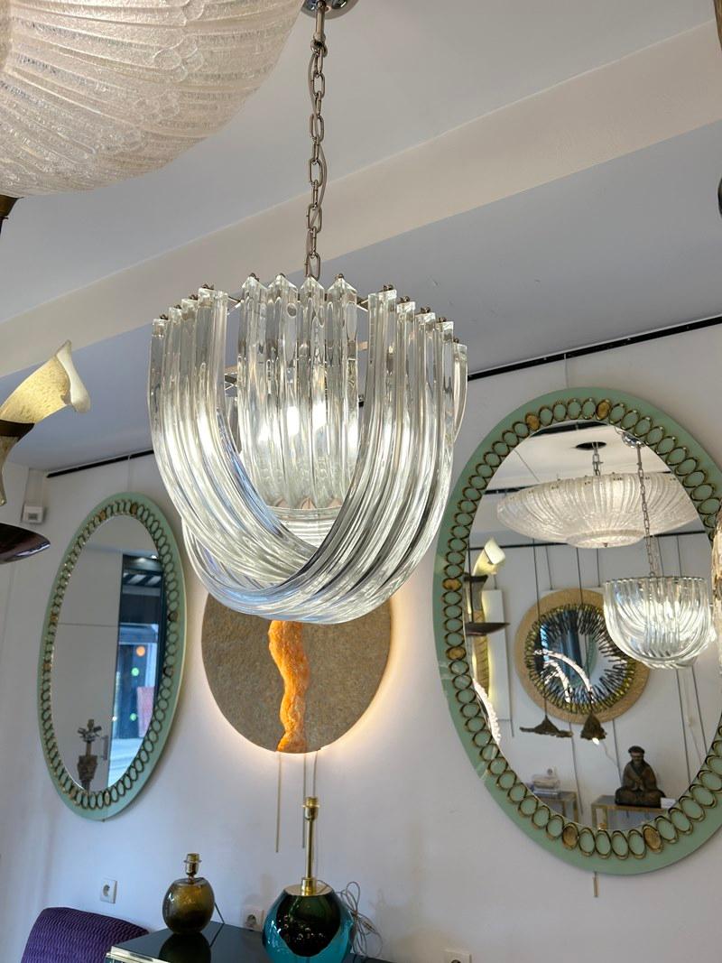 Murano Curved Crystal Chandelier Attributed to Carlo Nason In Excellent Condition For Sale In Saint-Ouen, FR