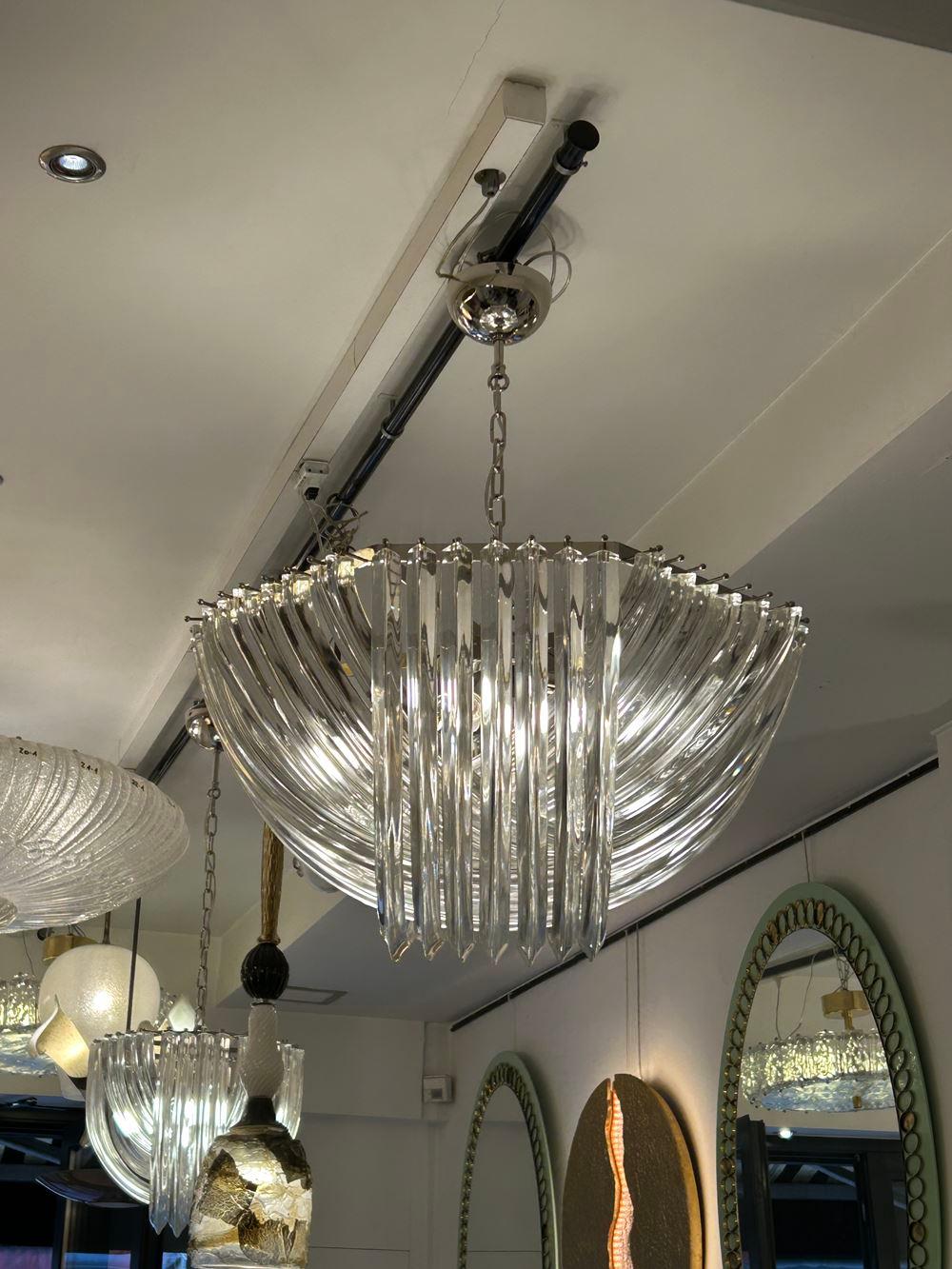 Lampadario in cristallo curvo di Murano di Carlo Nason in vendita 2