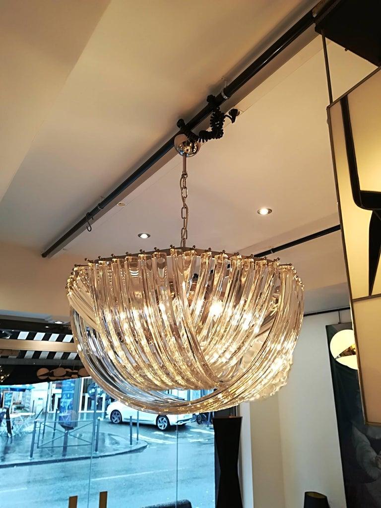 Modern Murano Curved Crystal Chandelier by Carlo Nason For Sale