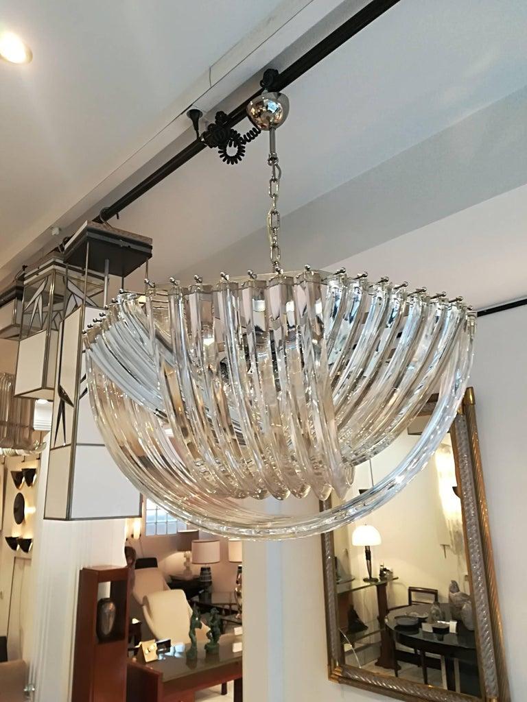 Italian Murano Curved Crystal Chandelier by Carlo Nason For Sale