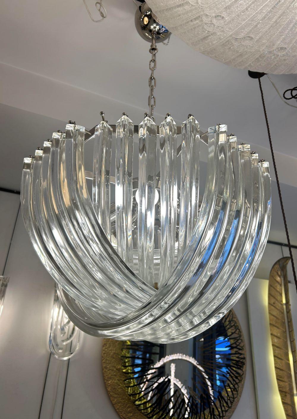 Lampadario in cristallo curvo di Murano di Carlo Nason In condizioni ottime in vendita a Saint-Ouen, FR