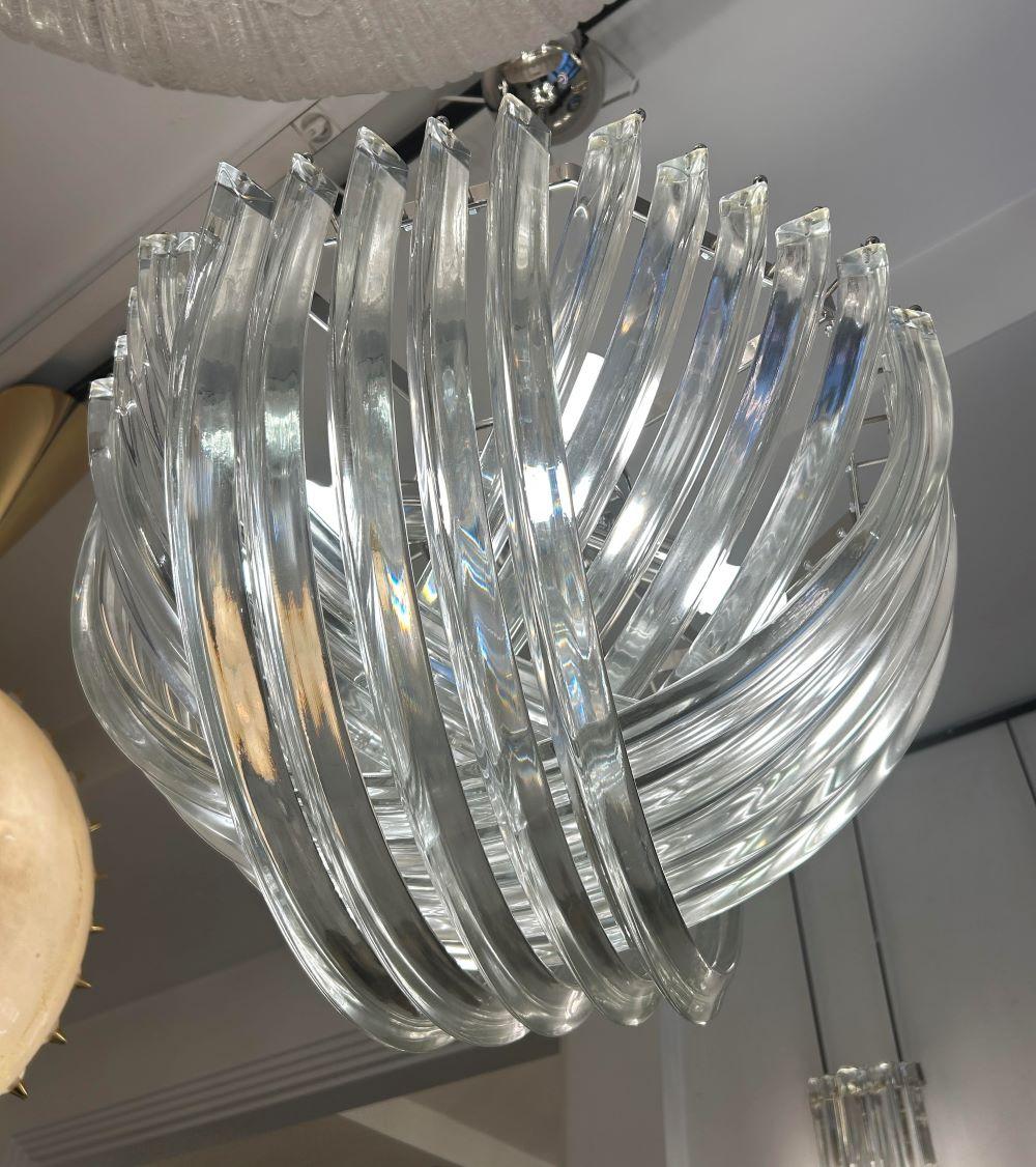 XX secolo Lampadario in cristallo curvo di Murano di Carlo Nason in vendita