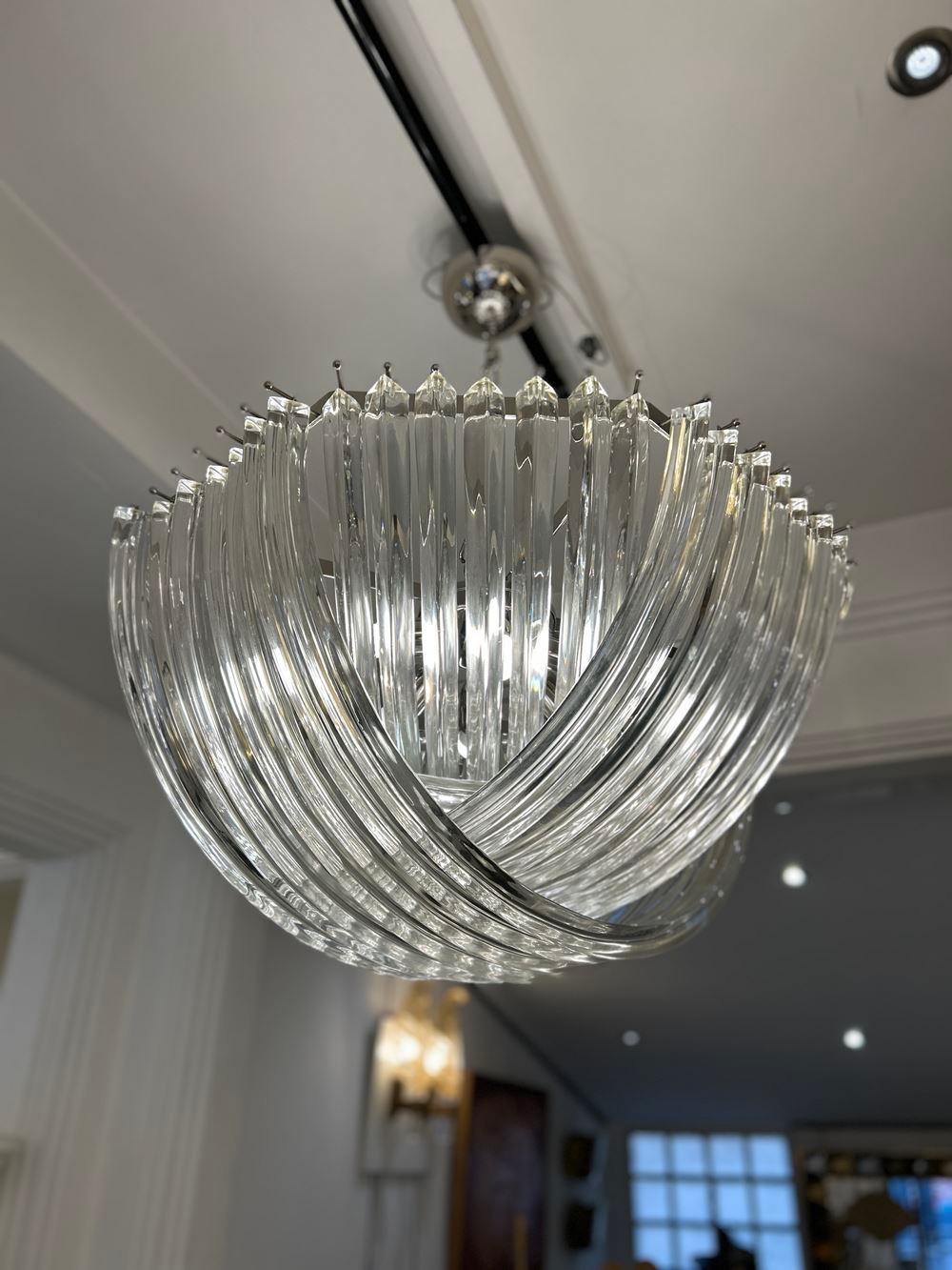 Lampadario in cristallo curvo di Murano di Carlo Nason In condizioni ottime in vendita a Saint-Ouen, FR