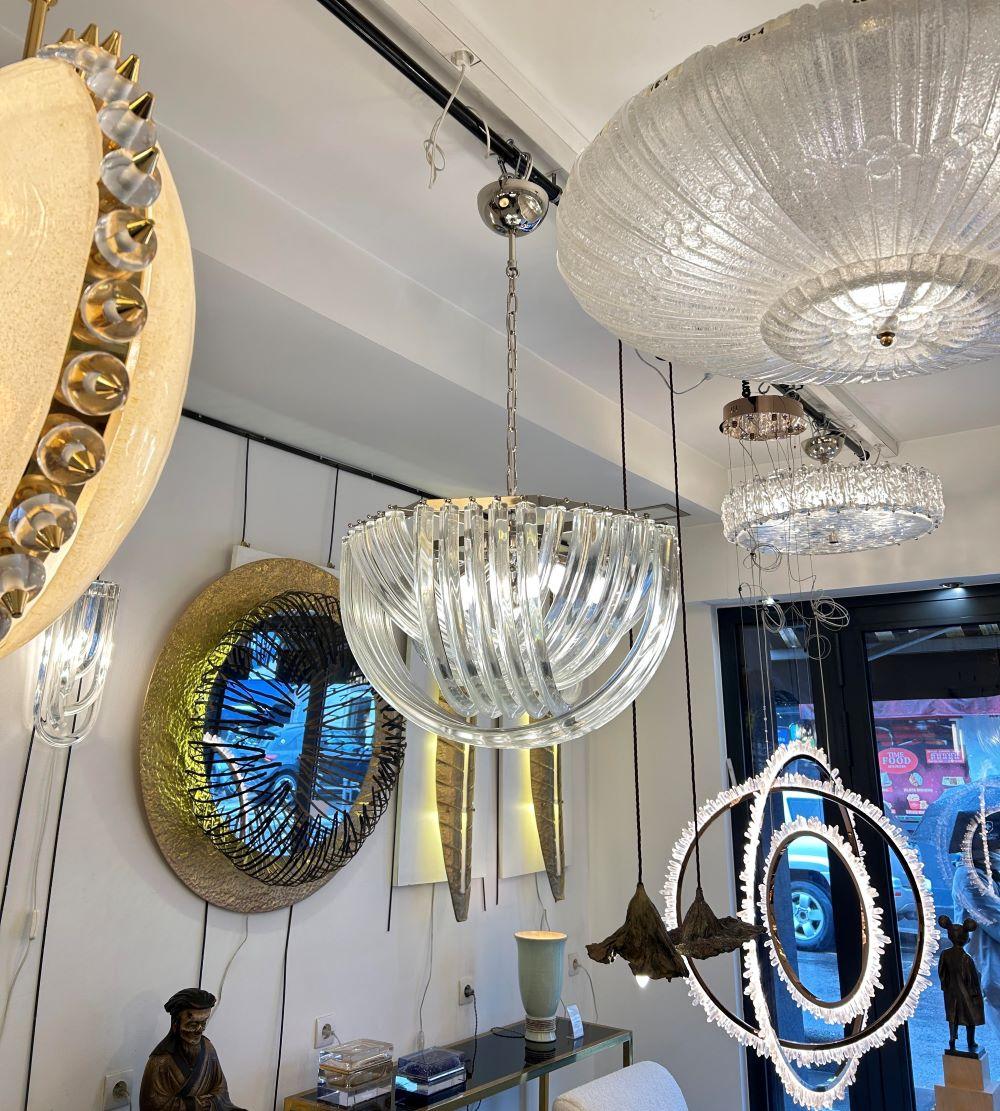 Lampadario in cristallo curvo di Murano di Carlo Nason in vendita 1
