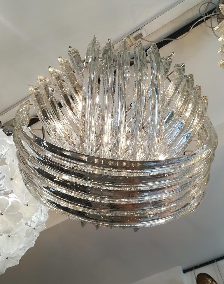 Modern Murano Curved Crystal Chandelier by Carlo Nason, Medium Model For Sale