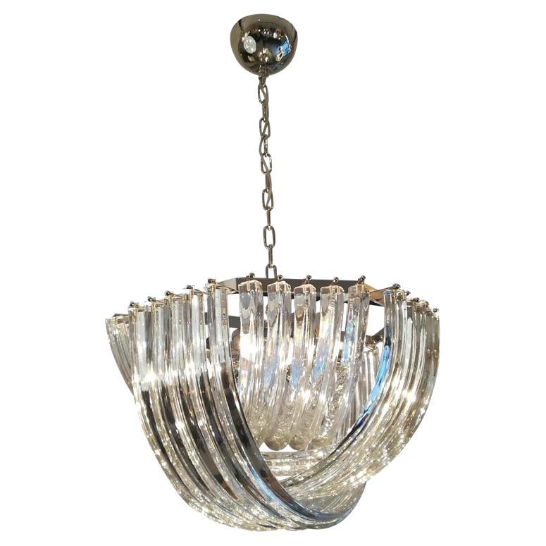 Murano Curved Crystal Chandelier by Carlo Nason, Medium Model For Sale