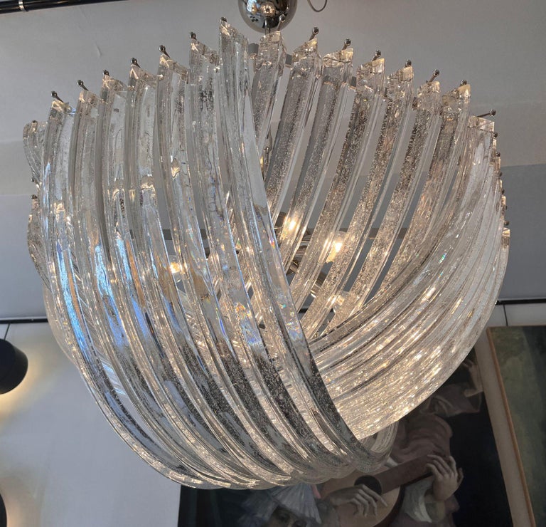 Italian Murano Curved Sparkling Crystal Chandelier by Carlo Nason For Sale