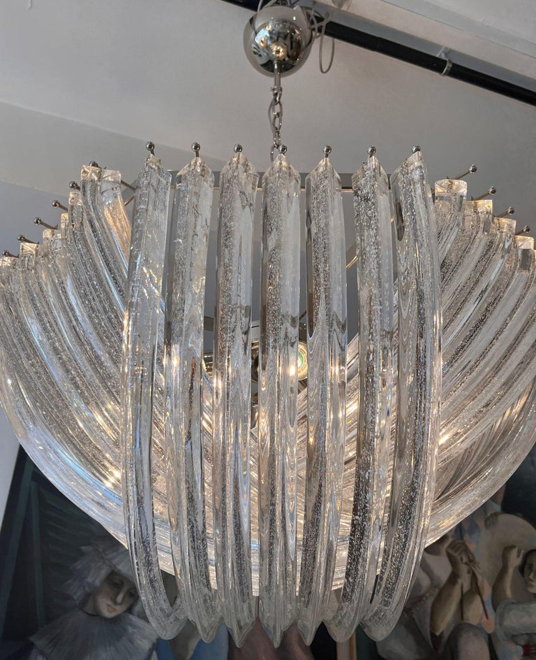 20th Century Murano Curved Sparkling Crystal Chandelier by Carlo Nason For Sale