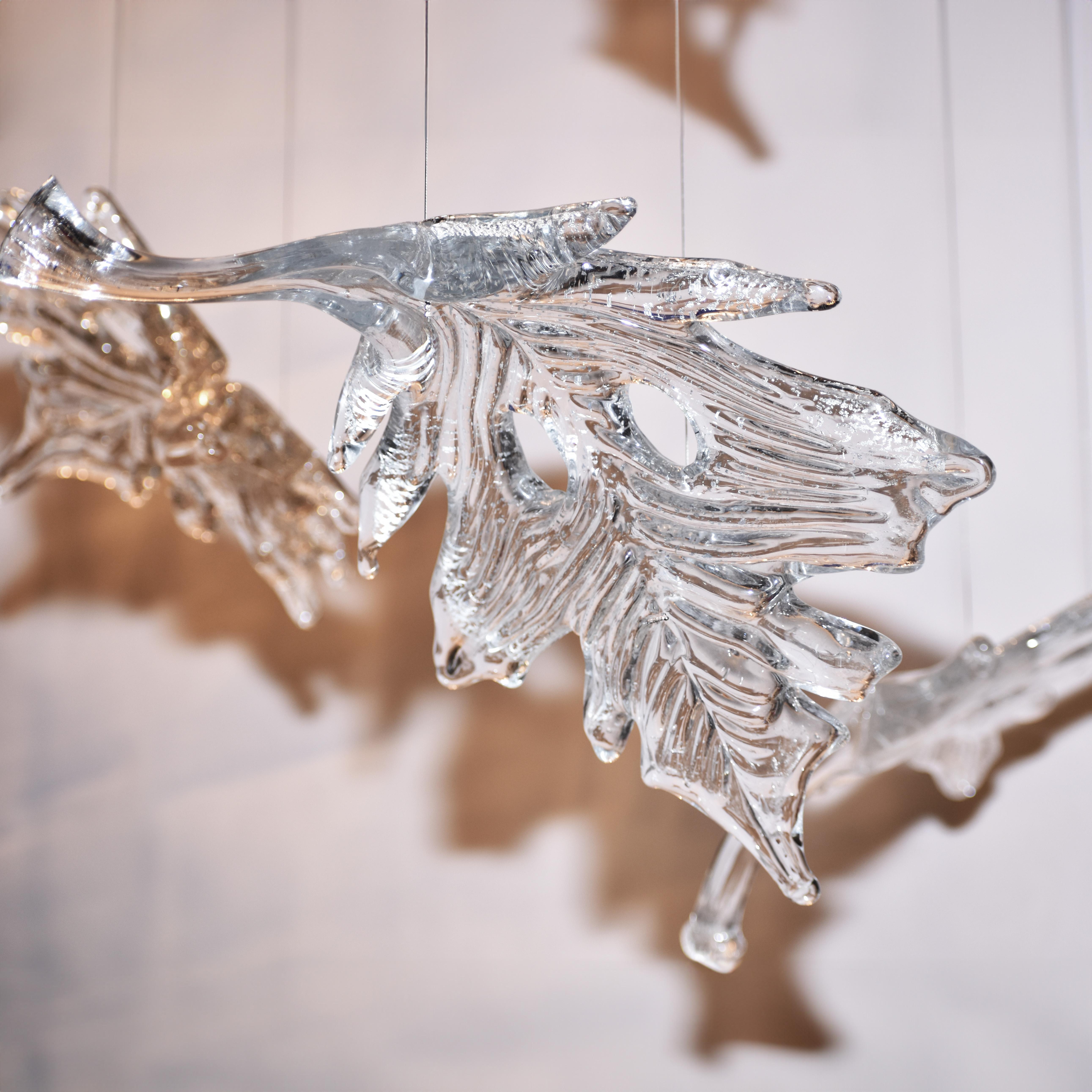 Murano Dancing Maple Leaves Chandelier in Mix Glass Color. Custom design. For Sale 5
