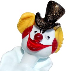 Murano Dandy Clown with Pocket Watch Top Hat Italian Art Glass Vintage Sculpture