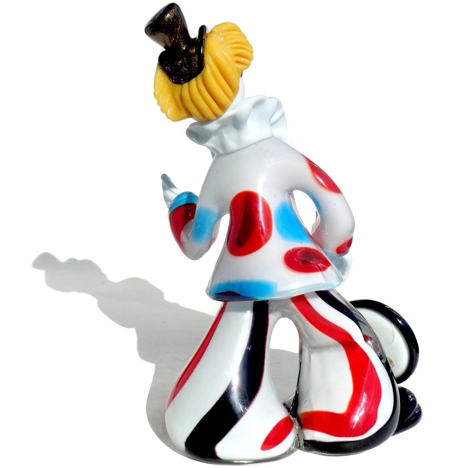 Murano Dandy Payaso con Reloj de Bolsillo Sombrero de copa Arte Italiano Vidrio Escultura Vintage Moderno de mediados de siglo en venta