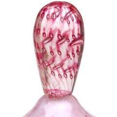Murano Dark and Light Pink White Bubbles Italian Art Glass Vanity Powder Box
