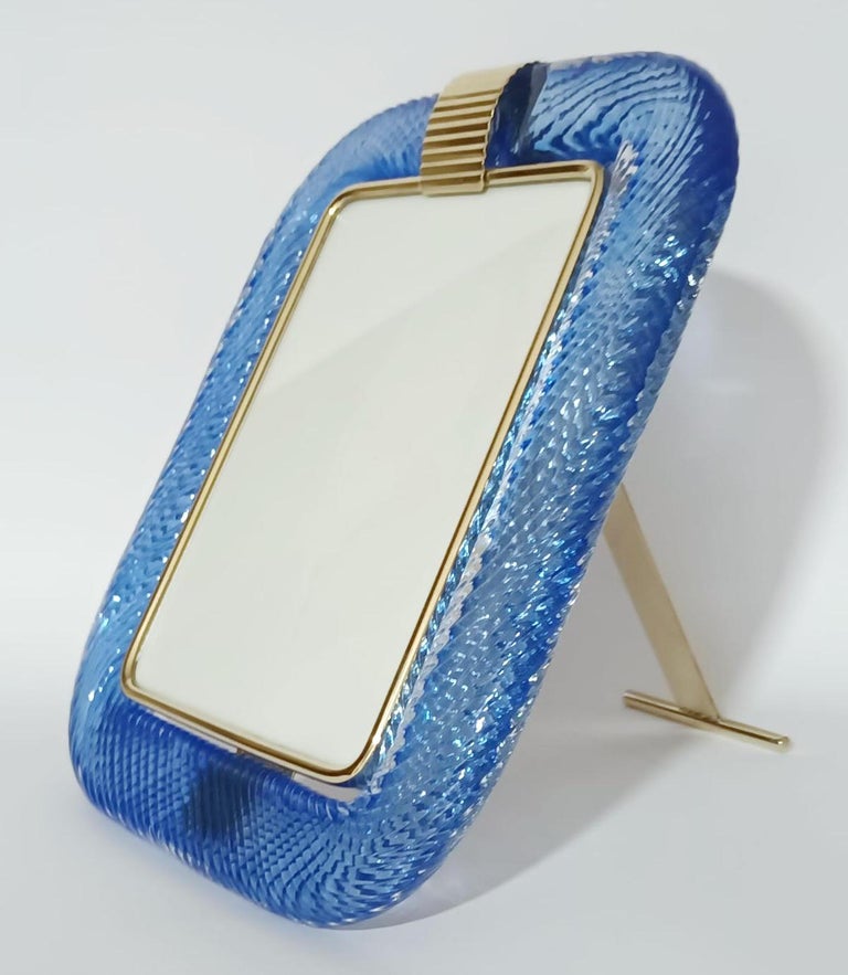 Mid-Century Modern Murano Dark Blue Photo Frame by Barovier e Toso - 3 Available For Sale
