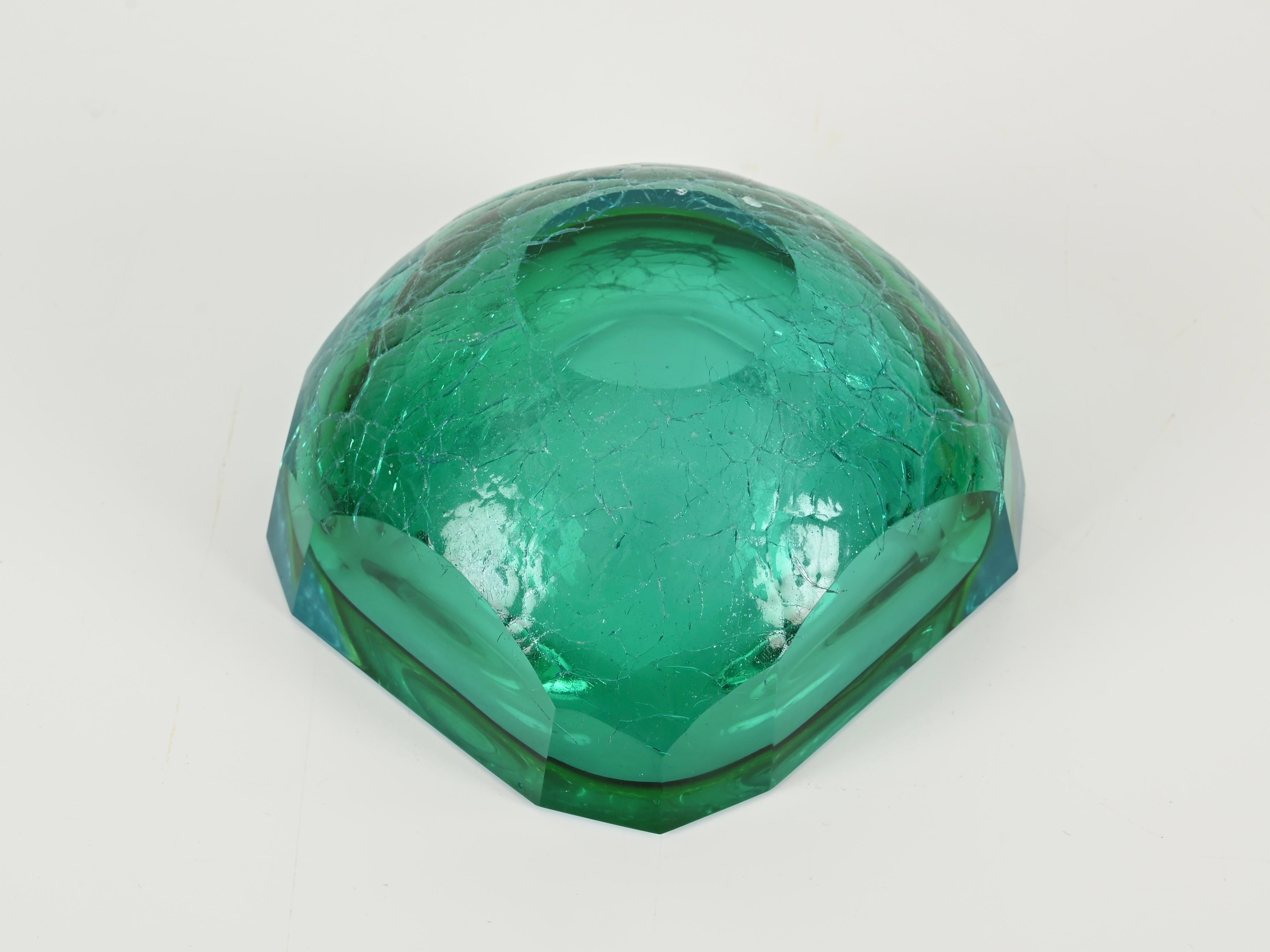 Cuenco decorativo Vide-Poche de Murano en cristal Sommerso esmerilado aguamarina, años 60 en venta 7