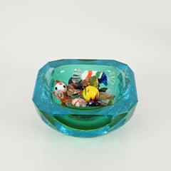 Murano Dekorative Schale Vide-Poche aus akkamarinblauem, mattiertem Sommerso-Glas, 60er Jahre