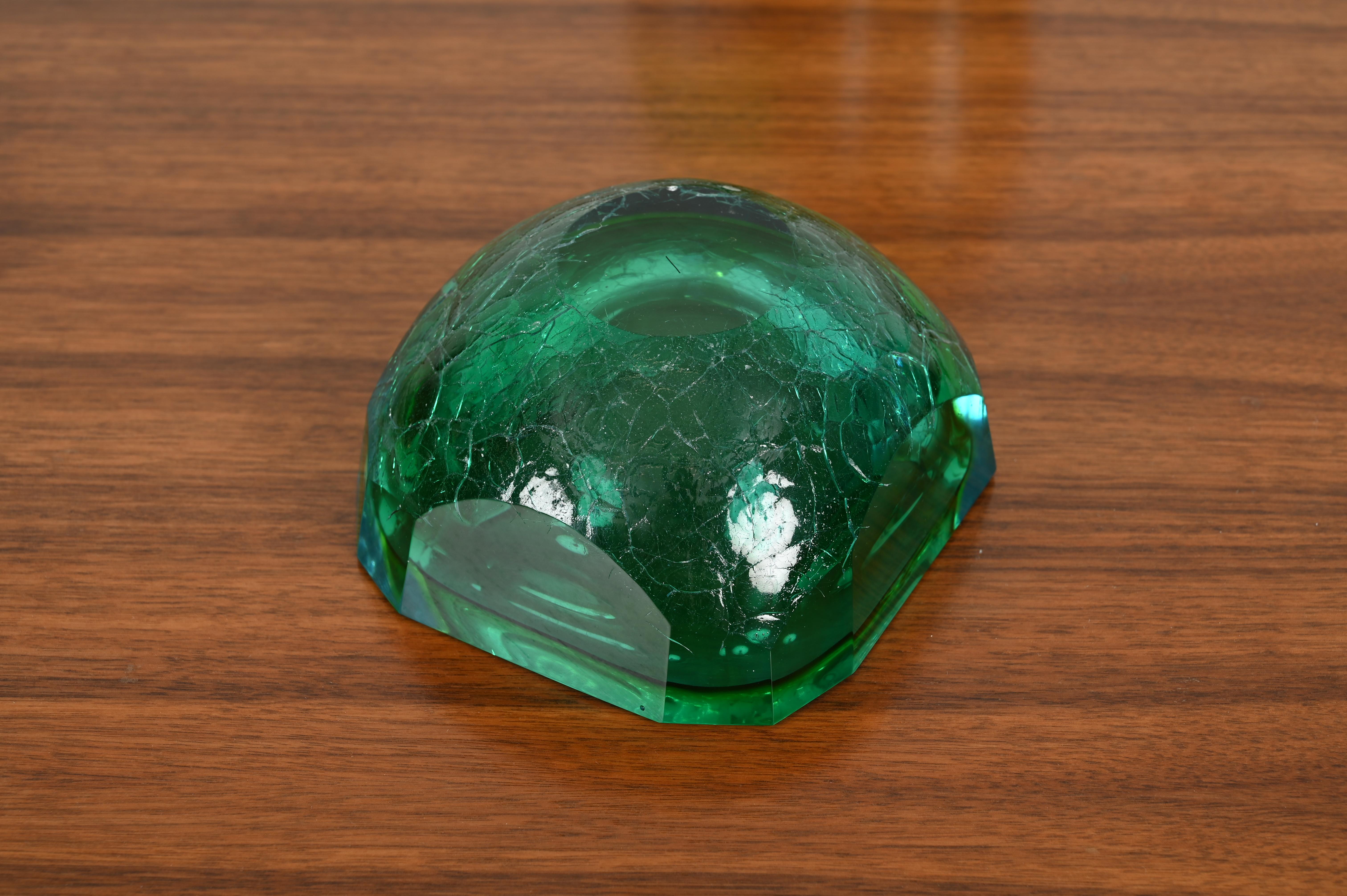 Cuenco decorativo Vide-Poche de Murano en cristal Sommerso esmerilado aguamarina, años 60 en venta 1