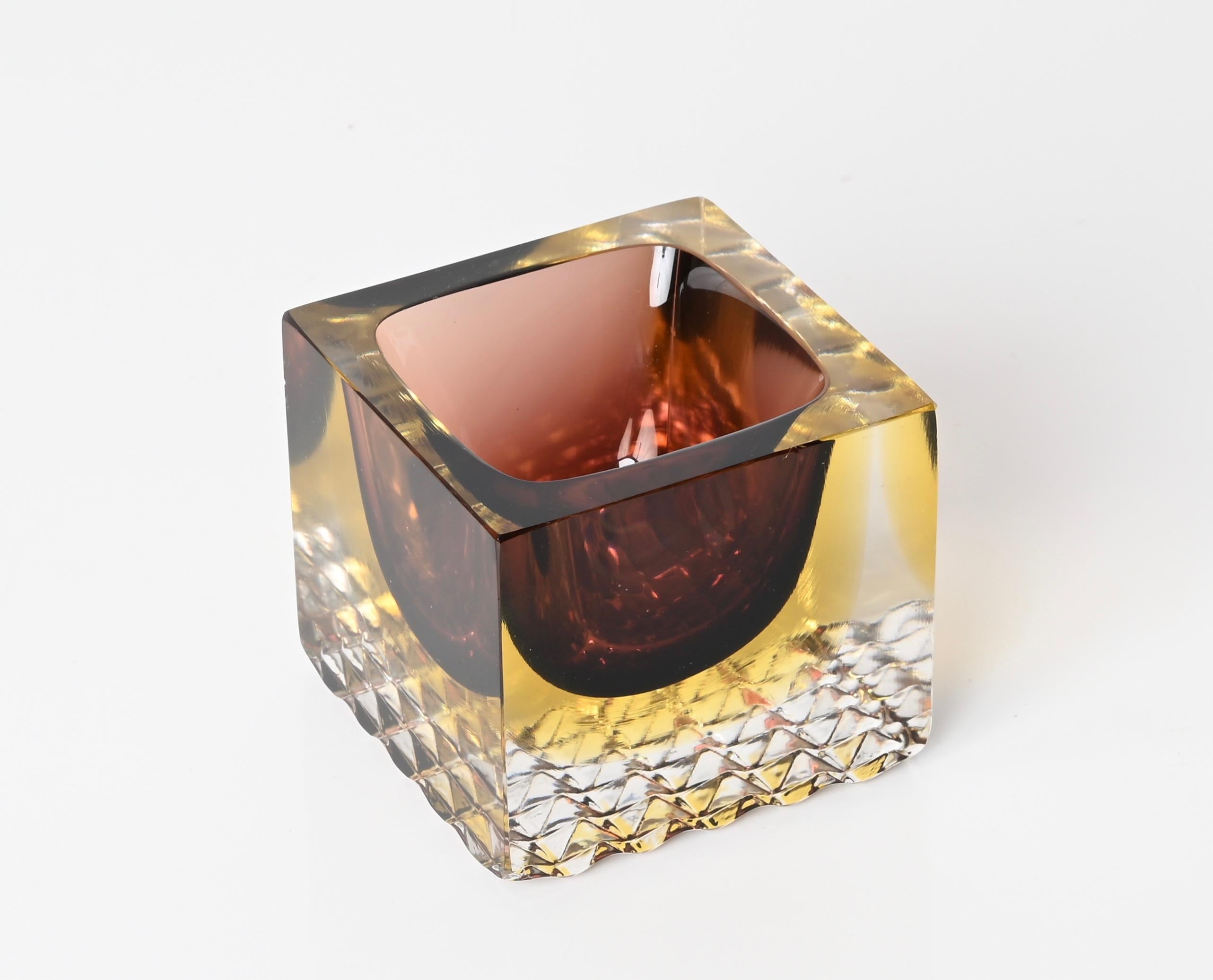 Vetro decorativo di Murano Glass Sommerso Merlot e Giallo, F. Poli Italia, 1960 in vendita 4